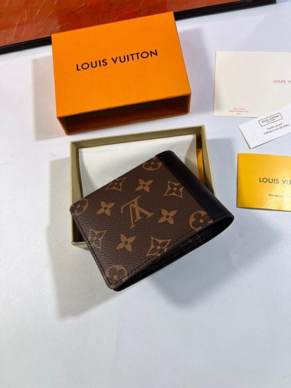 1:1 Replica Louis Vuitton Multiple Wallet Monogram Macassar Black For Men, Men's Wallet 12cm LV M69408