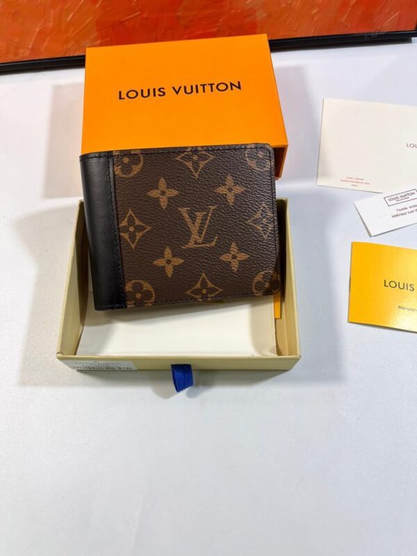 1:1 Replica Louis Vuitton Multiple Wallet Monogram Macassar Black For Men, Men's Wallet 12cm LV M69408