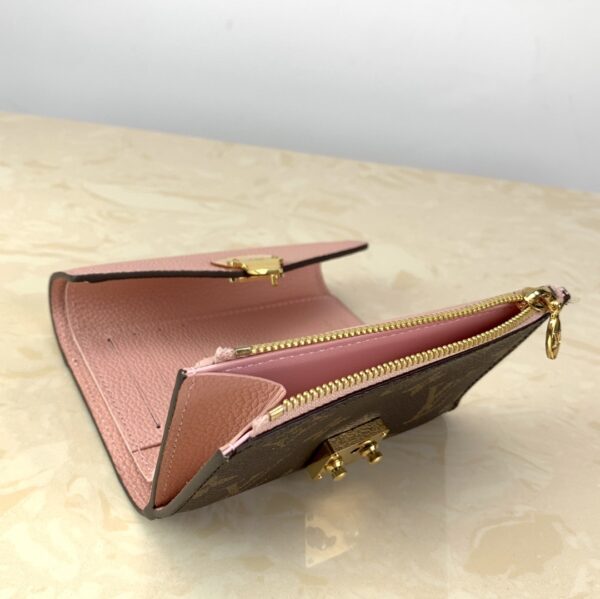 1:1 Replica Louis Vuitton Pallas Compact Wallet Monogram Canvas Pink For Women, Women's Wallet 5.1in/13cm LV