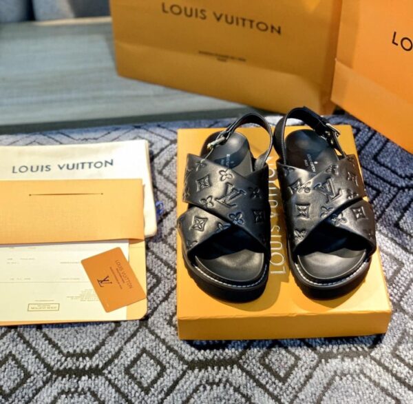 Louis Vuitton Paseo Flat Comfort Sandal Black For Women LV 1A9RDO