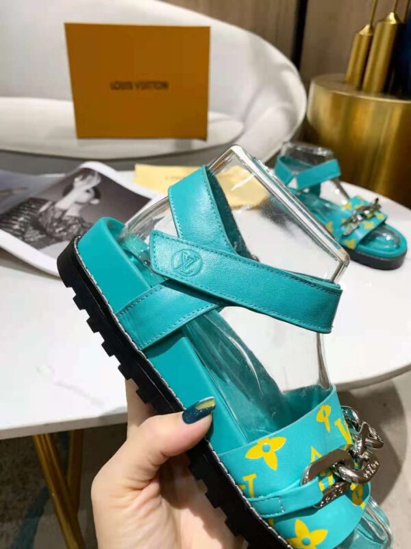 Louis Vuitton Paseo Flat Comfort Sandal Monogram Denim Blue For Women LV