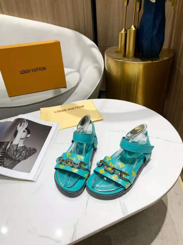 Louis Vuitton Paseo Flat Comfort Sandal Monogram Denim Blue For Women LV