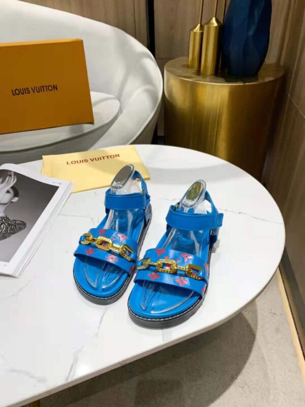 Louis Vuitton Paseo Flat Comfort Sandal Monogram Denim Blue For Women LV