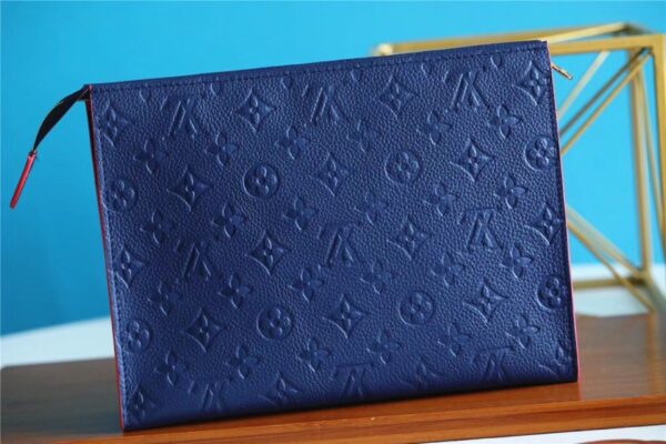 1:1 Replica Louis Vuitton Poche Toilette 26 Monogram Empreinte Navy Blue For Women, Women's Wallets 9.8in/25cm LV