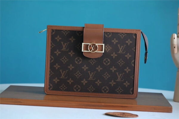1:1 Replica Louis Vuitton Pochette Dauphine Monogram and Monogram Reverse Canvas Brown For Women, Women's Wallets 10.2in/26cm LV M69184