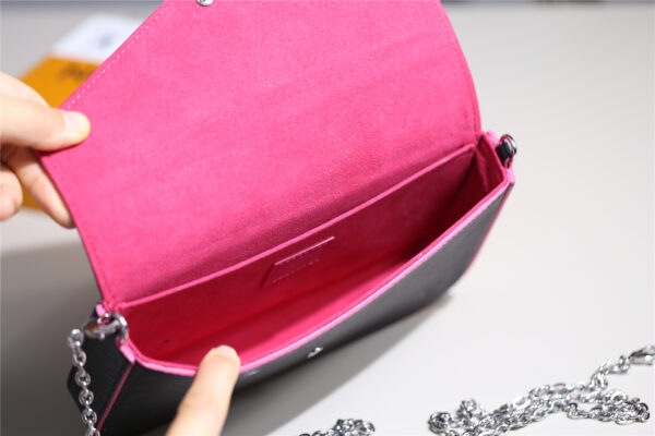 1:1 Replica Louis Vuitton Pochette Felicie Epi Black/Red For Women, Women's Wallets 8.3in/21cm LV