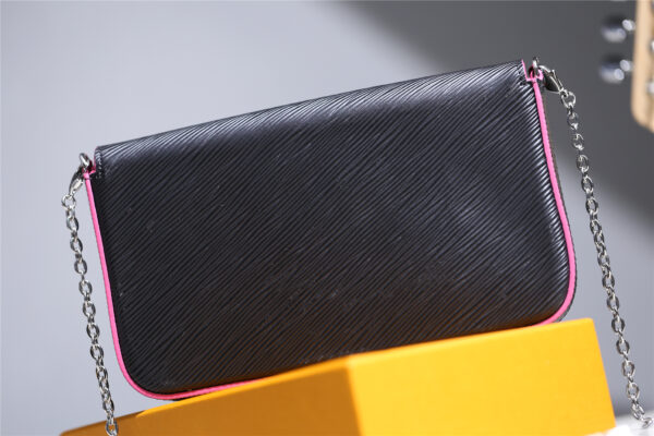 1:1 Replica Louis Vuitton Pochette Felicie Epi Black/Red For Women, Women's Wallets 8.3in/21cm LV