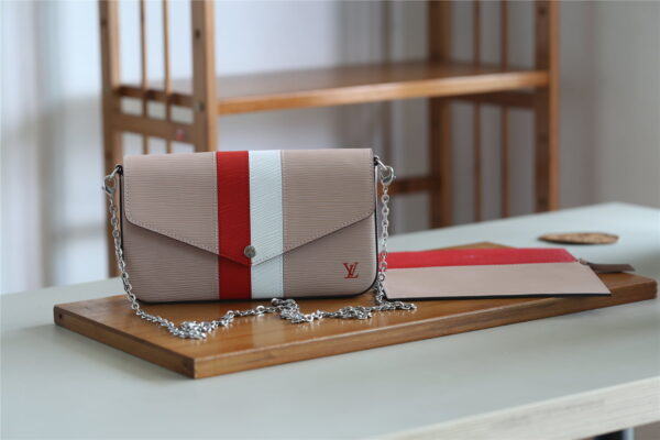 1:1 Replica Louis Vuitton Pochette Felicie Epi Rose Ballerine For Women, Women's Wallets 8.3in/21cm LV 