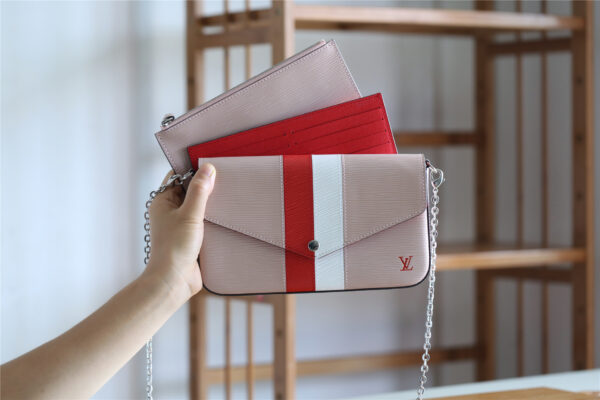 1:1 Replica Louis Vuitton Pochette Felicie Epi Rose Ballerine For Women, Women's Wallets 8.3in/21cm LV 