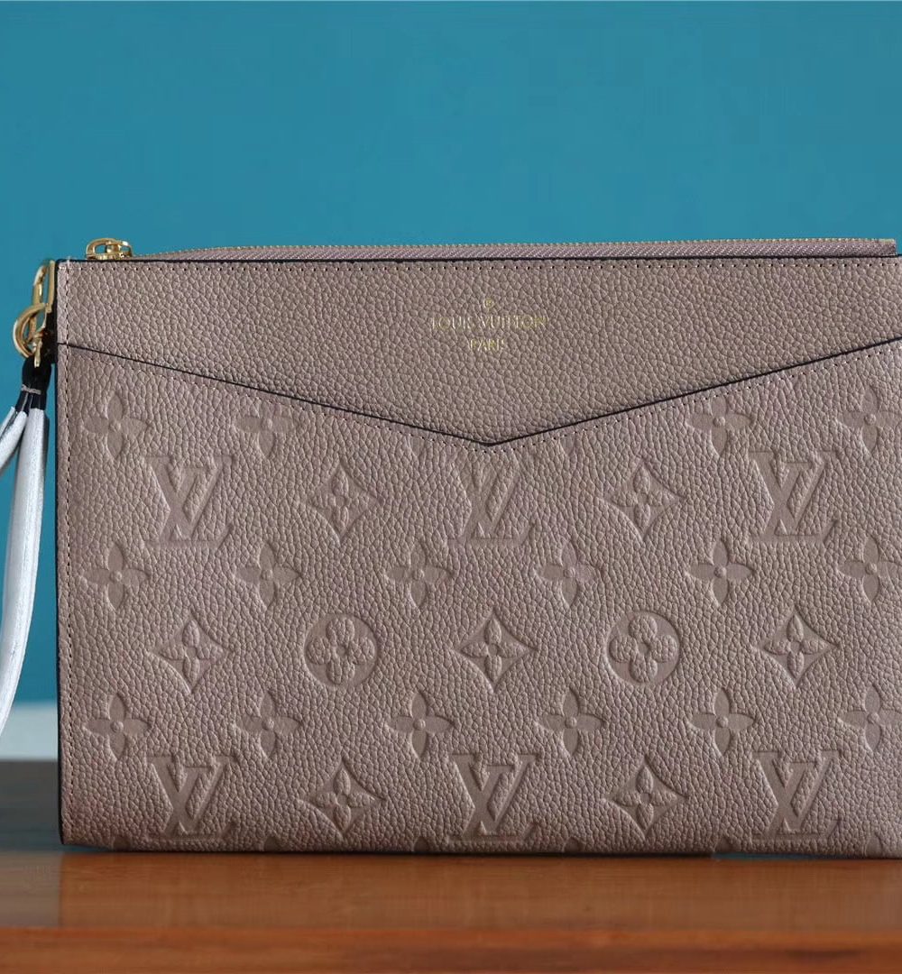 1:1 Replica Louis Vuitton Pochette Melanie MM Monogram Empreinte Beige For Women, Women's Wallets 9.2in/23cm LV