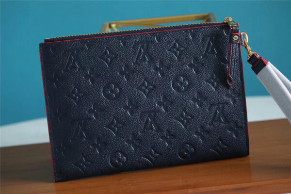1:1 Replica Louis Vuitton Pochette Melanie MM Monogram Empreinte Dark Blue For Women, Women's Wallets 9.2in/23cm LV