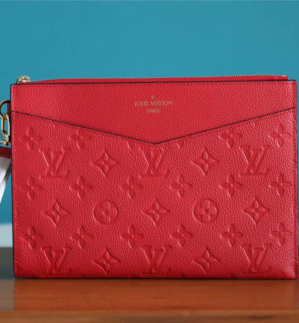 1:1 Replica Louis Vuitton Pochette Melanie MM Monogram Empreinte Red For Women, Women's Wallets 9.2in/23cm LV