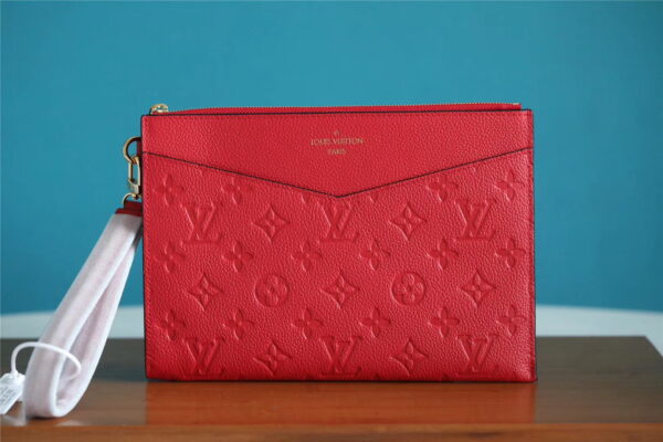 1:1 Replica Louis Vuitton Pochette Melanie MM Monogram Empreinte Red For Women, Women's Wallets 9.2in/23cm LV