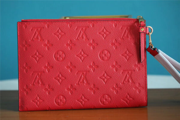 1:1 Replica Louis Vuitton Pochette Melanie MM Monogram Empreinte Red For Women, Women's Wallets 9.2in/23cm LV