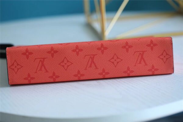 1:1 Replica Louis Vuitton Pochette Voyage MM Taiga and Monogram Eclipse Canvas Red For Women, Women's Wallets 10.6in/27cm LV
