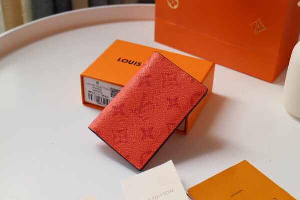 1:1 Replica Louis Vuitton Pocket Organizer Monogram Canvas Orange For Men, Men's Wallet 8cm LV M60502
