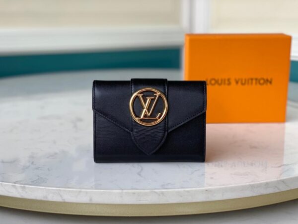 1:1 Replica Louis Vuitton Pont 9 Compact Wallet Black For Women, Women's Wallets 4.2in/12cm LV M69175