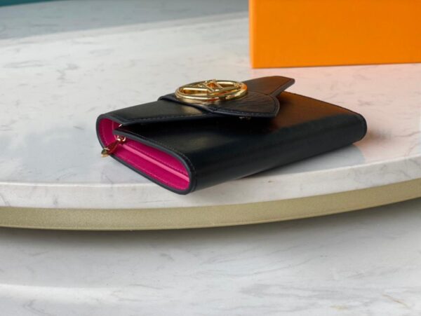 1:1 Replica Louis Vuitton Pont 9 Compact Wallet Black For Women, Women's Wallets 4.2in/12cm LV M69175
