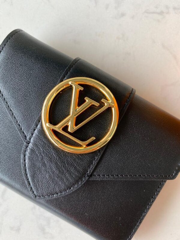 1:1 Replica Louis Vuitton Pont 9 Compact Wallet Black For Women, Women's Wallets 4.2in/12cm LV M69175