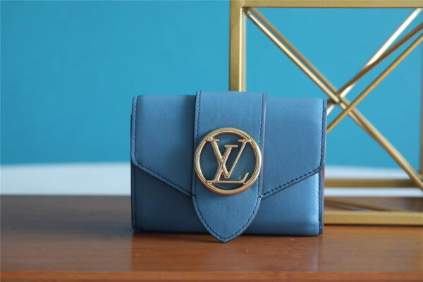 1:1 Replica Louis Vuitton Pont 9 Compact Wallet Blue For Women, Women's Wallets 4.2in/12cm LV