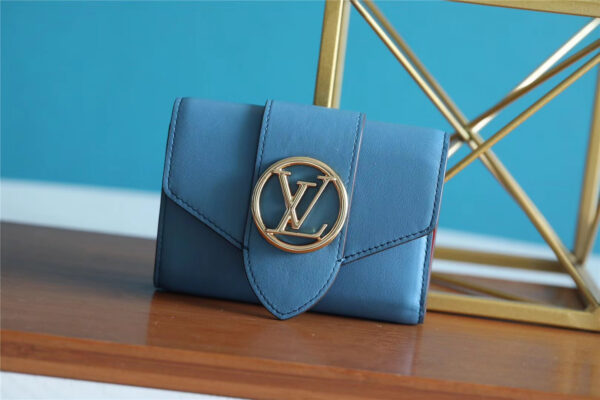 1:1 Replica Louis Vuitton Pont 9 Compact Wallet Blue For Women, Women's Wallets 4.2in/12cm LV