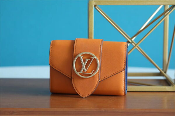 1:1 Replica Louis Vuitton Pont 9 Compact Wallet Caramel Brown For Women, Women's Wallets 4.2in/12cm LV 