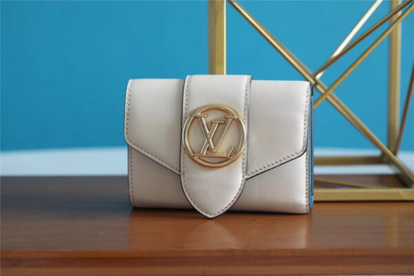 1:1 Replica Louis Vuitton Pont 9 Compact Wallet Creme For Women, Women's Wallets 4.2in/12cm LV M69176