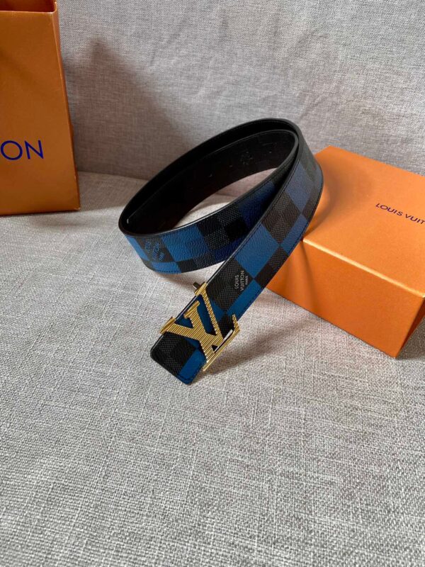 1:1 Replica Louis Vuitton Reversible LV Belt Damier Graphite 3D Canvas Blue and Black LV Women Belt