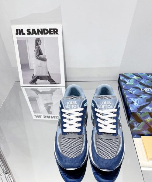 Louis Vuitton Run Away Sneaker Patent Monogram Material Blue For Women LV