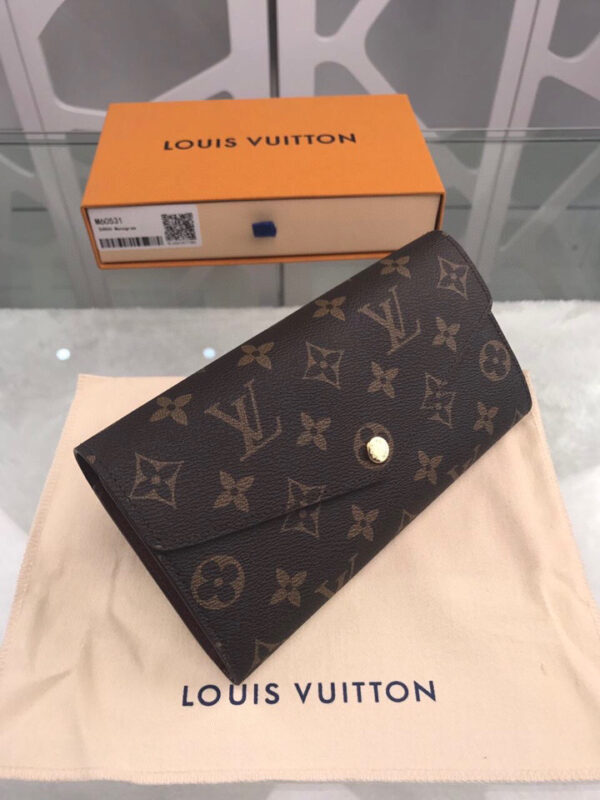 1:1 Replica Louis Vuitton Sarah Wallet Monogram Canvas For Women, Women's Wallets 7.5in/19cm LV M60531