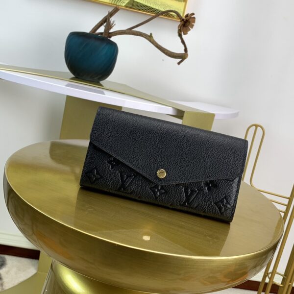 1:1 Replica Louis Vuitton Sarah Wallet Monogram Empreinte Black For Women, Women's Wallet 7.5in/19cm LV M61182