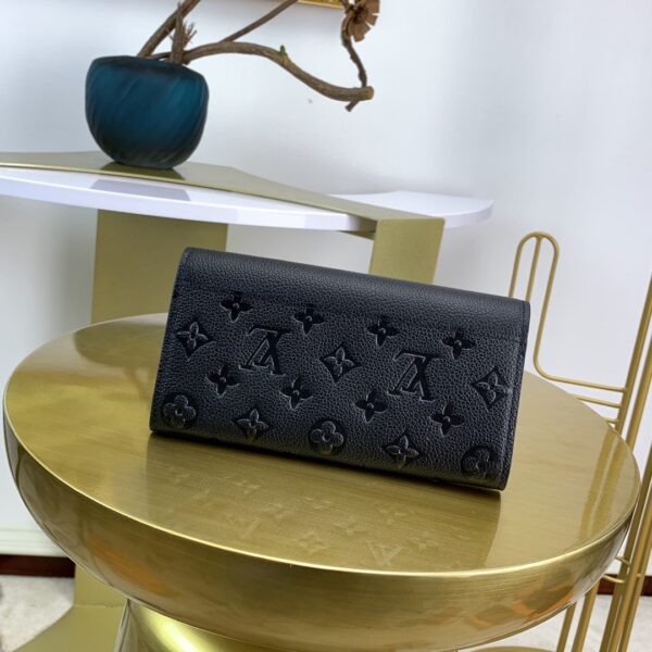 1:1 Replica Louis Vuitton Sarah Wallet Monogram Empreinte Black For Women, Women's Wallet 7.5in/19cm LV M61182