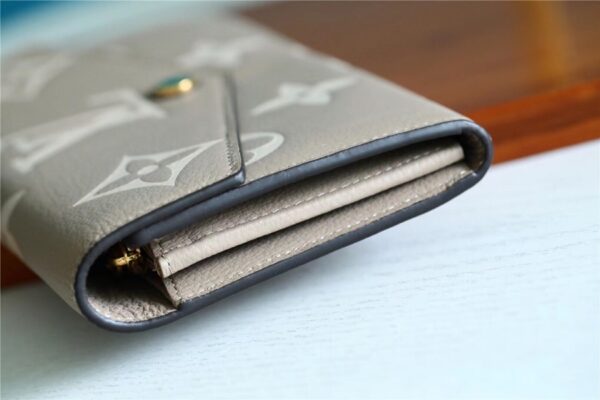 1:1 Replica Louis Vuitton Sarah Wallet Monogram Empreinte Tourterelle Gray / Cream For Women, Women's Wallets 7.5in/19cm LV M81049