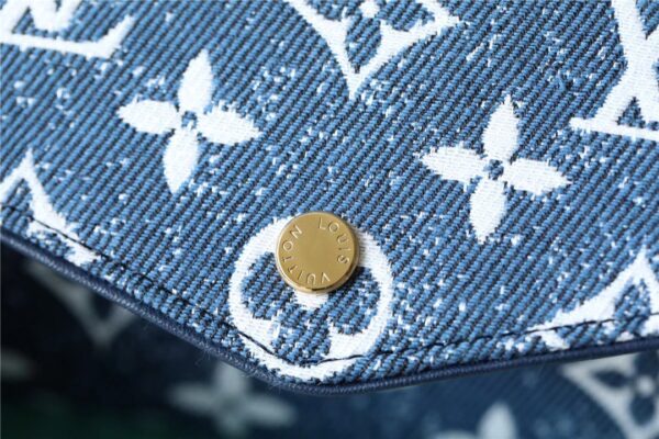 1:1 Replica Louis Vuitton Sarah Wallet Monogram Jacquard Denim Navy Blue For Women, Women's Wallets 7.5in/19cm LV 