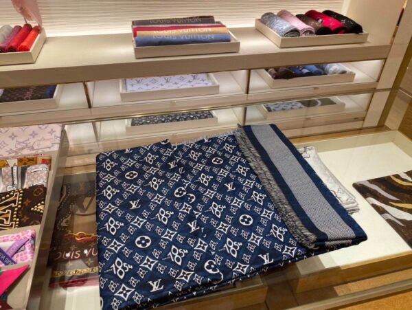 Louis Vuitton Since 1854 Monogram Shawl Scarf MP2821 Blue 56in/142cm 