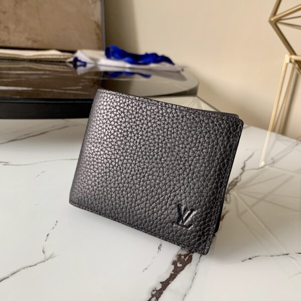 1:1 Replica Louis Vuitton Slender Wallet Taiga Black For Men, Men's Wallet 4.3in/11cm LV M30539