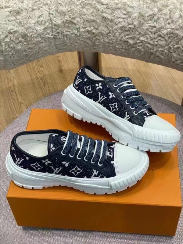 Louis Vuitton Squad Sneaker Monogram Denim Black For Women LV