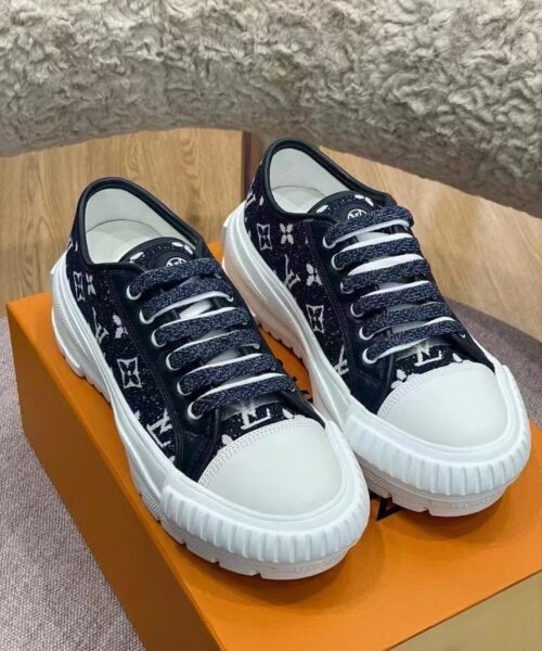 Louis Vuitton Squad Sneaker Monogram Denim Black For Women LV
