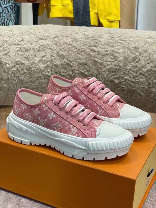 Louis Vuitton Squad Sneaker Monogram Denim Pink For Women LV 1A9S0M