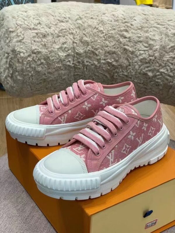 Louis Vuitton Squad Sneaker Monogram Denim Pink For Women LV 1A9S0M