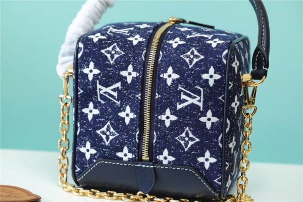 1:1 Replica Louis Vuitton Square Bag Jacquard Denim By Nicolas Ghesquiere Black For Women, Women's Bags, Shoulder And Crossbody Bags 6.3in/16cm LV
