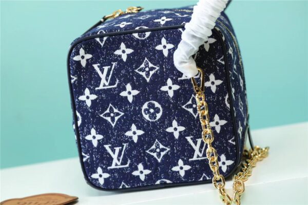 1:1 Replica Louis Vuitton Square Bag Jacquard Denim By Nicolas Ghesquiere Black For Women, Women's Bags, Shoulder And Crossbody Bags 6.3in/16cm LV