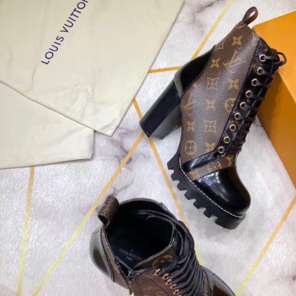 Louis Vuitton Star Trail Ankle Boot Patent Monogram Material Black For Women LV 1A2Y7P