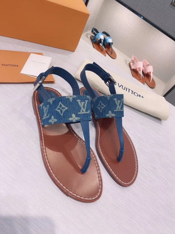 Louis Vuitton Starboard Flat Thong Sandal Monogram Denim Blue For Women LV 1A7RDP