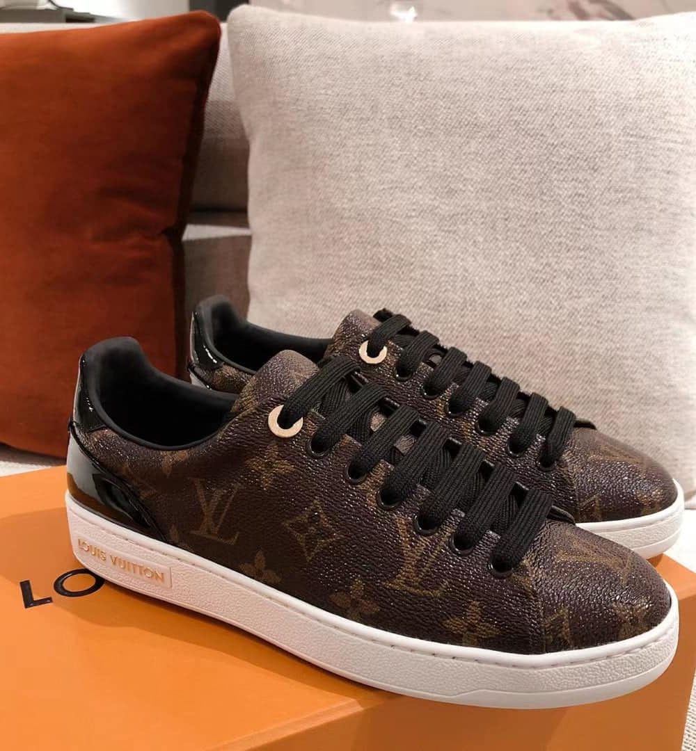 Louis Vuitton Time Out Sneaker Patent Monogram Material Brown For Women LV 1A8FJM