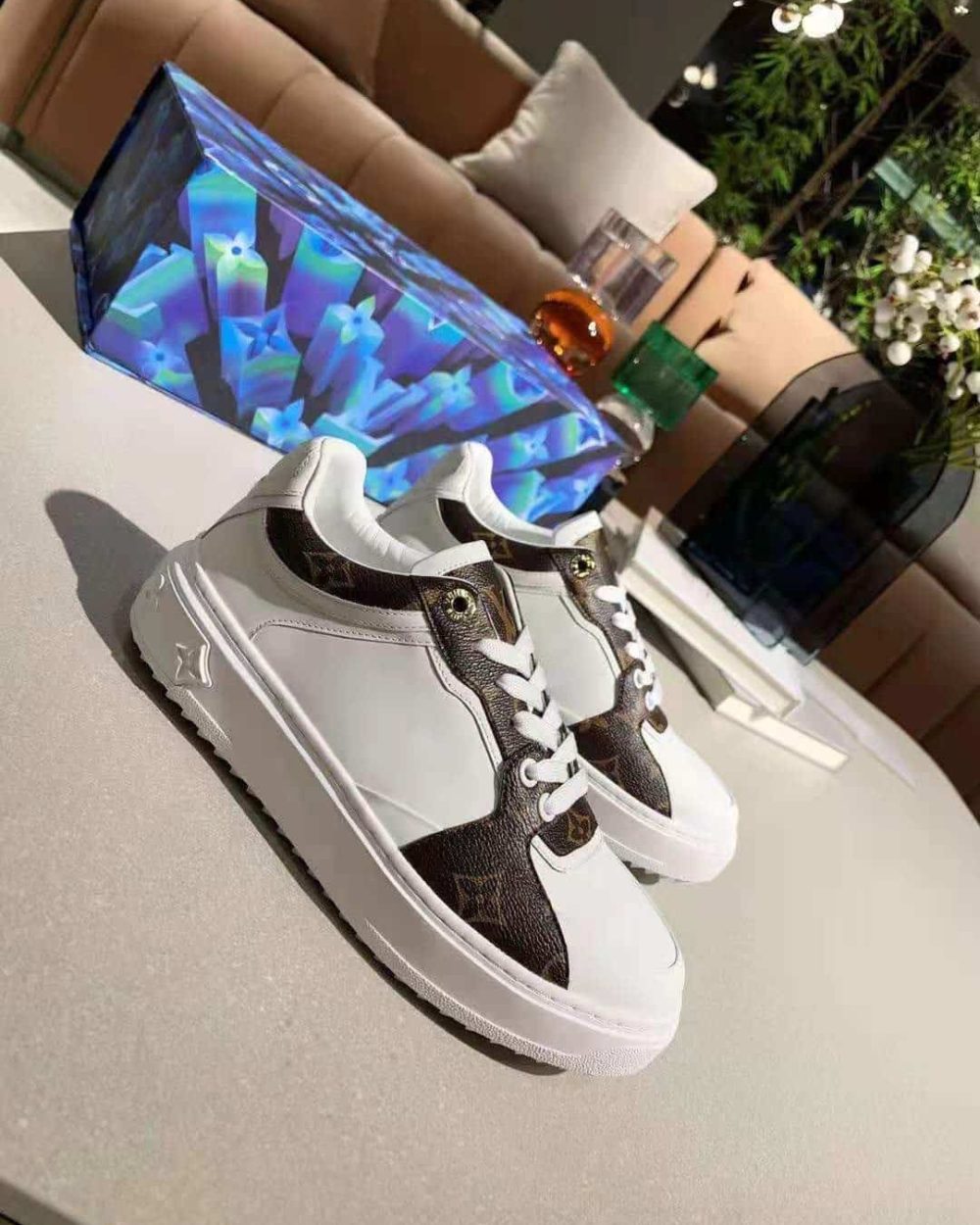 Louis Vuitton Time Out Sneaker White/Brown For Women LV