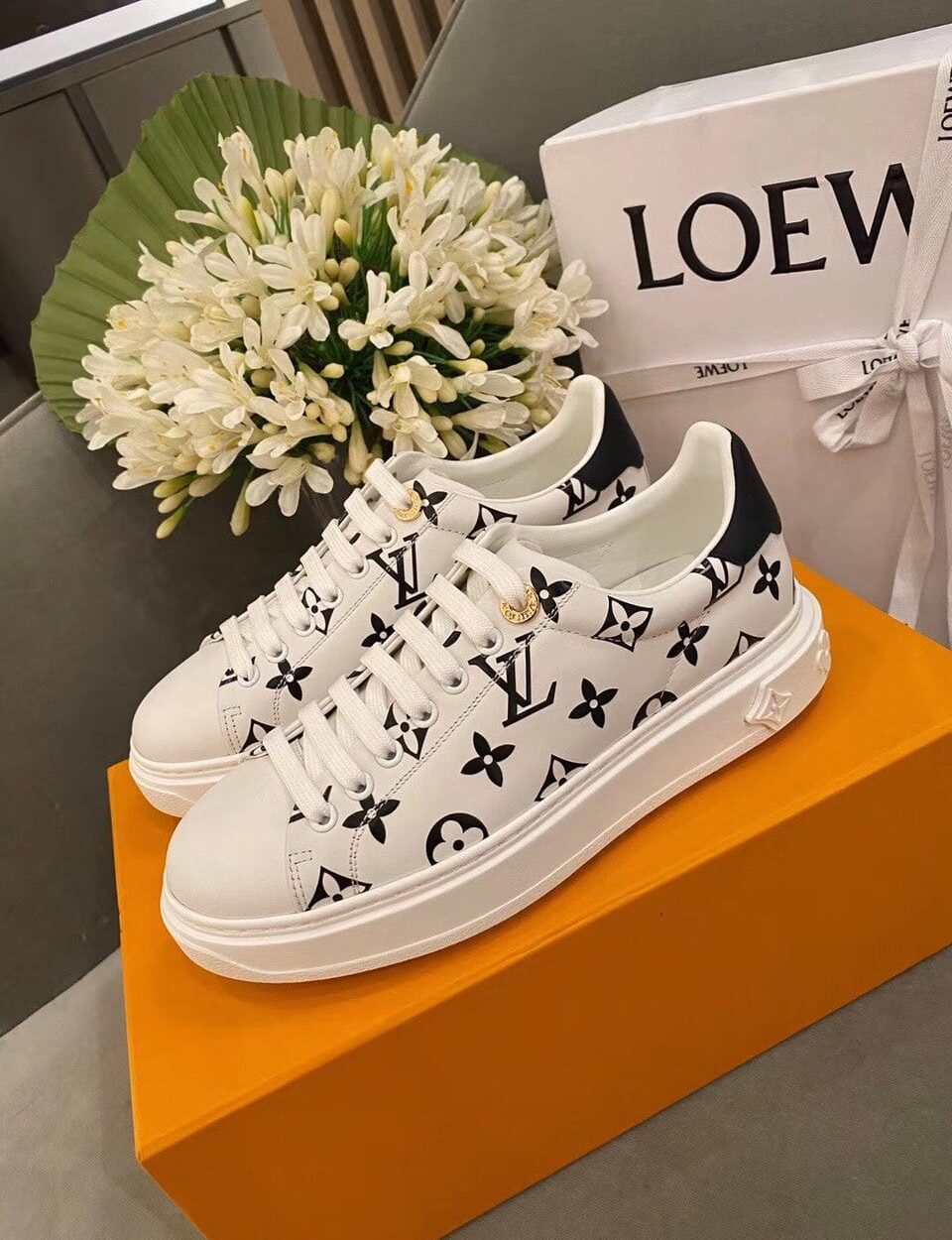 Louis Vuitton Time Out Sneakers White/Black For Women LV