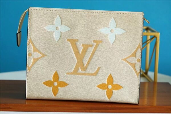 1:1 Replica Louis Vuitton Toiletry Pouch 26 Monogram Empreinte Yellow For Women, Women's Wallets 9.8in/25cm LV M80504