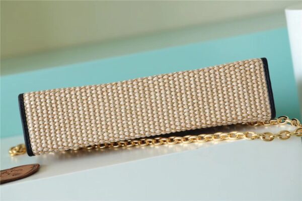 1:1 Replica Louis Vuitton Toiletry Pouch on Chain Raffia Natural /Black For Women, Women's Wallets 9.8in/25cm LV M81366