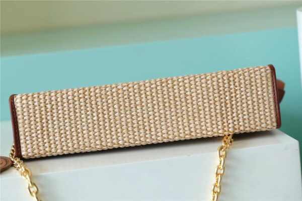 1:1 Replica Louis Vuitton Toiletry Pouch on Chain Raffia Natural /Ceramel Brown  For Women, Women's Wallets 9.8in/25cm LV